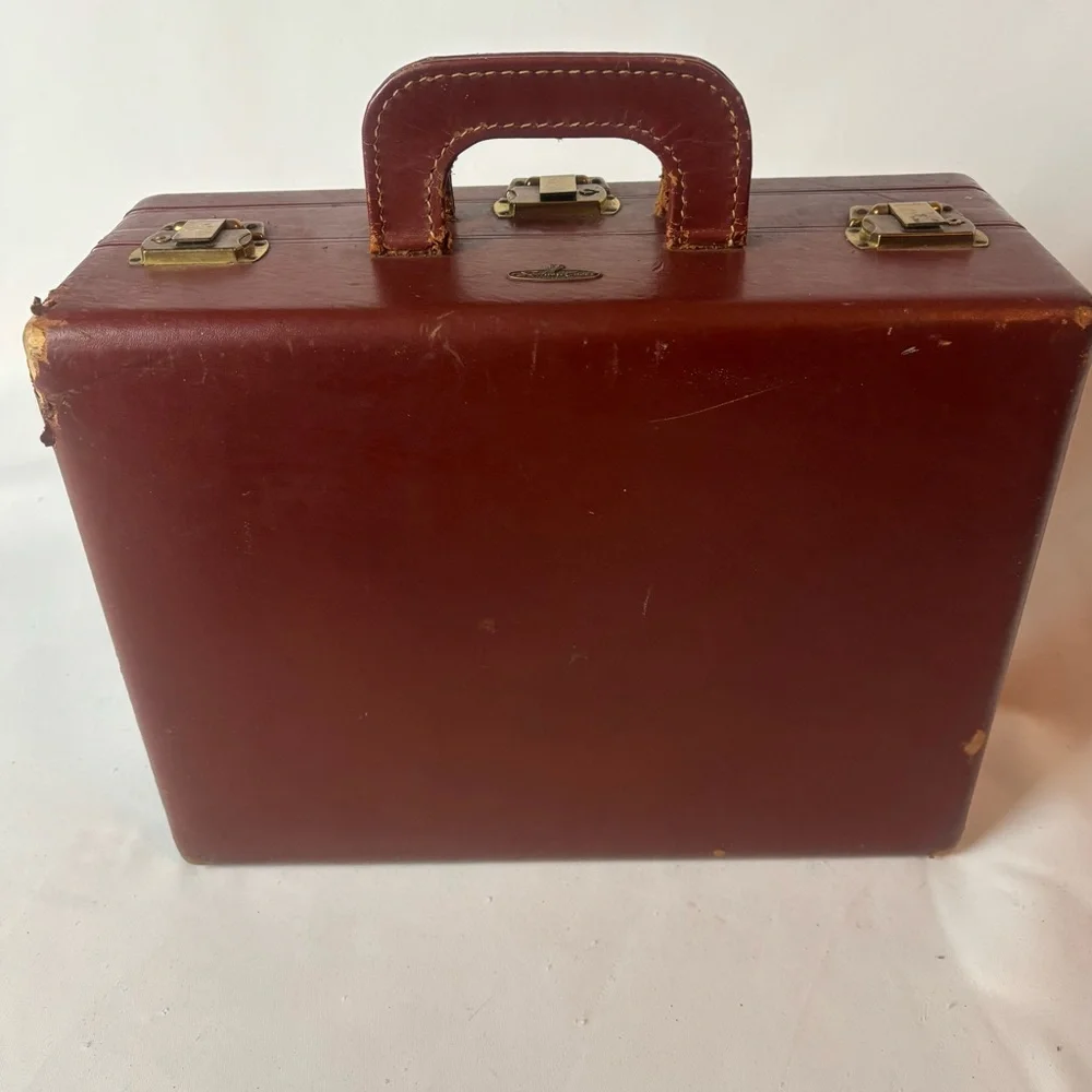 Vintage Sophisti Case Brown Leather Men’s Travel Train Case Toiletries Overnight